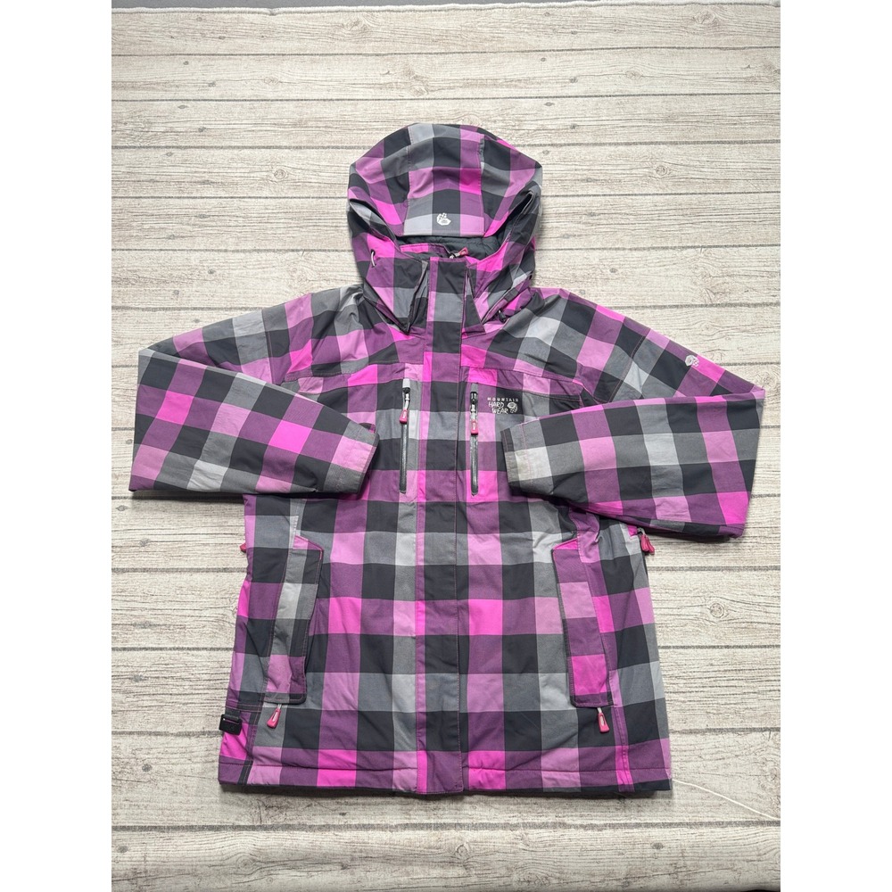 Mountain Hardwear Ski Jacket Women's Large Purple Buffalo Plaid Dry Thermal Q